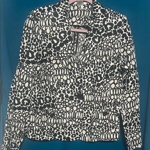 Chic Monochrome Animal Print Blazer